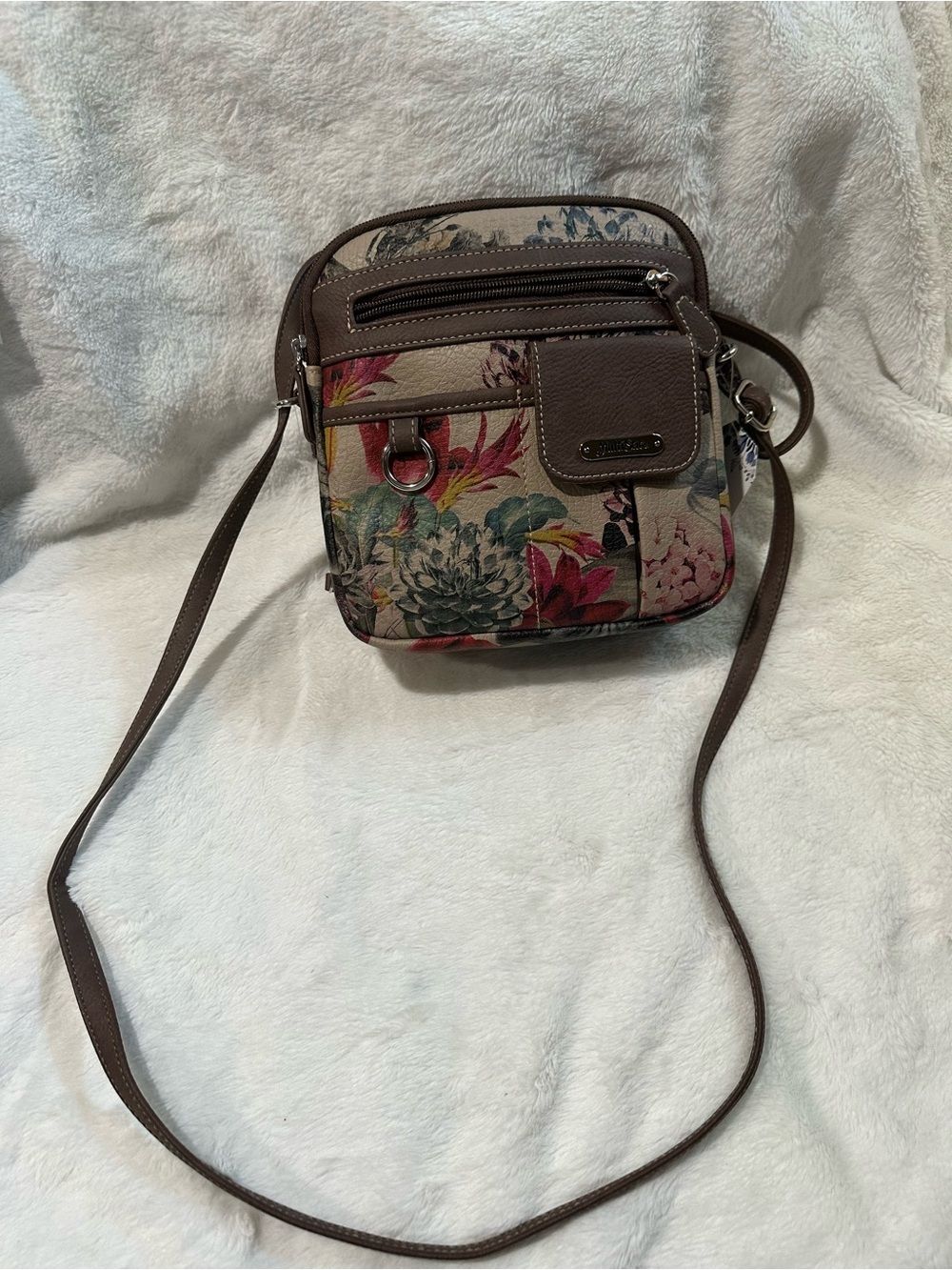Multisac Floral Crossbody Bag in Brown and Multicolor